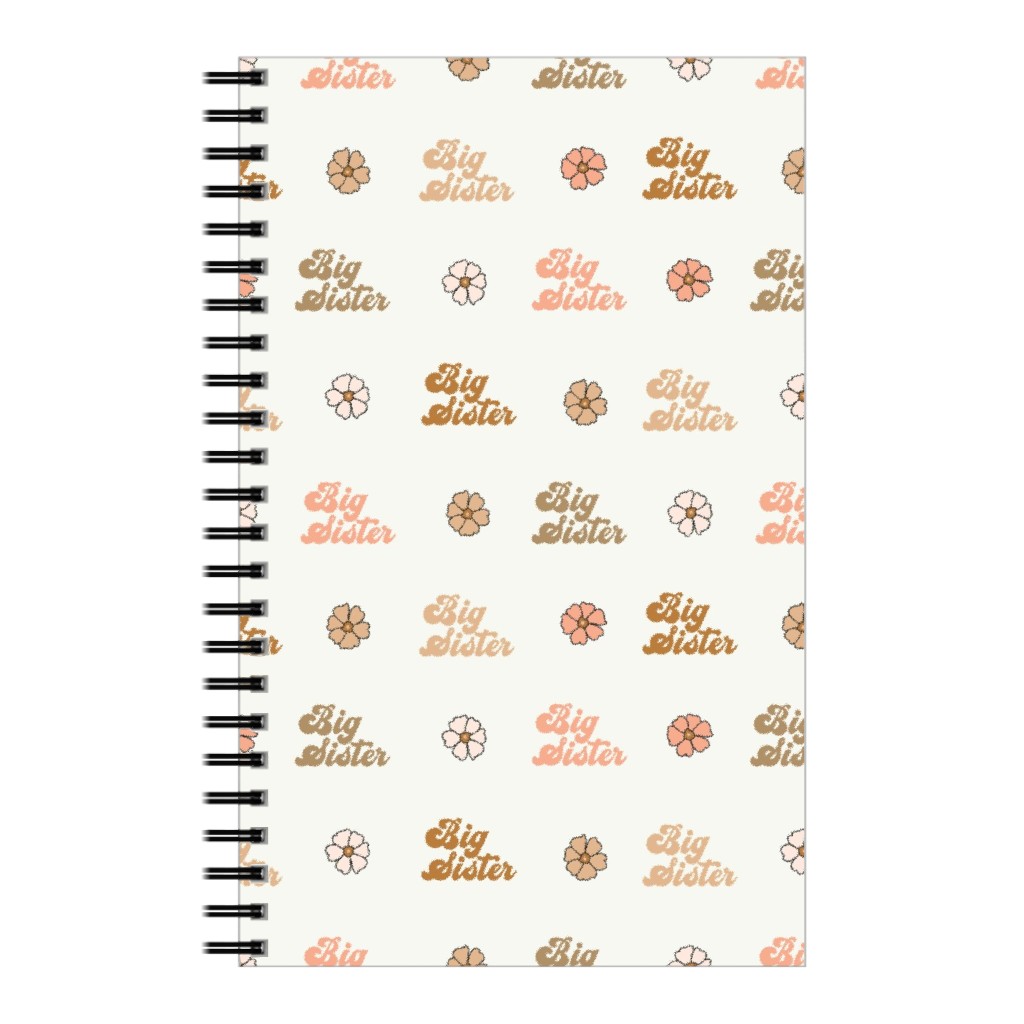 Big Sister - Retro Florals - Muted Neutral Notebook, 5x8, Beige