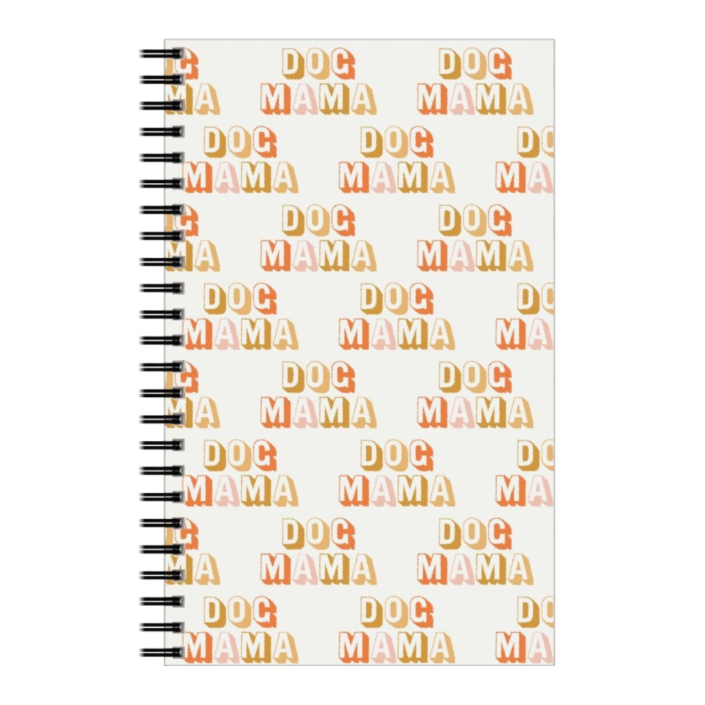 Dog Mama - Retro Vintage Text - Earthy Notebook, 5x8, Beige, Pearl