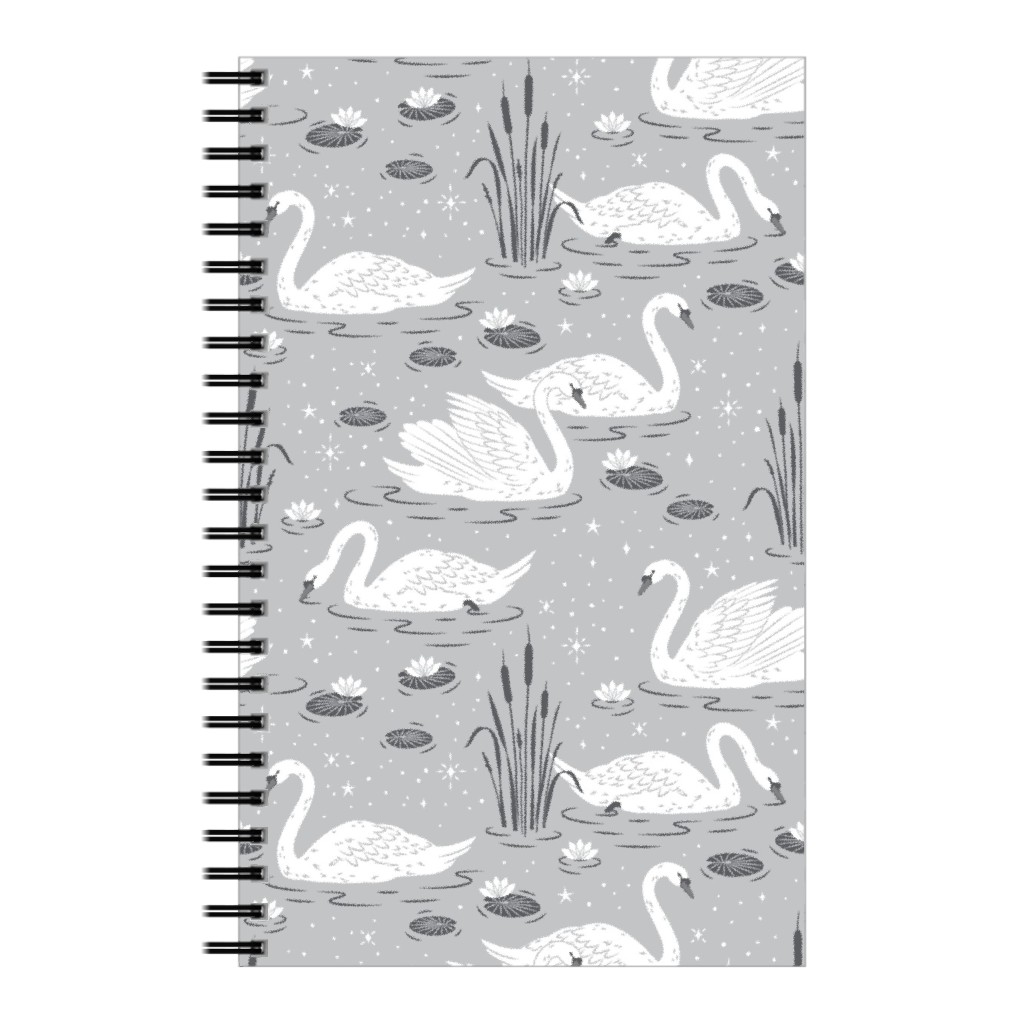 Summer Swans Notebook, 5x8, Gray