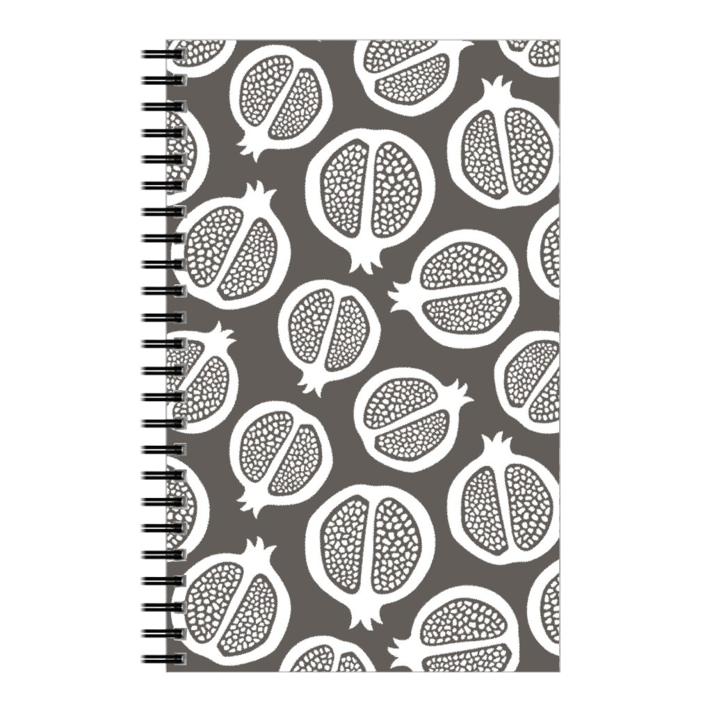 Pomegranate - Black & White Notebook, 5x8, Gray