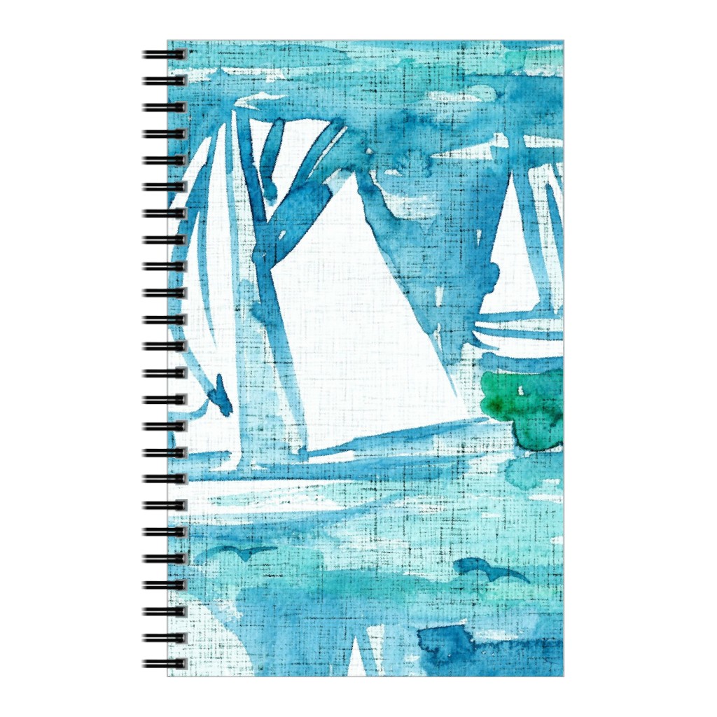Sailboats Sailing Watercolor Loosely Painted - Blue Notebook, 5x8, Blue, True Blue