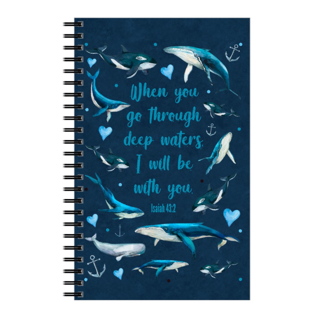 When You Go Through Deep Waters I Will Be With You Isaiah 43:3 Notebook, 5x8, Blue