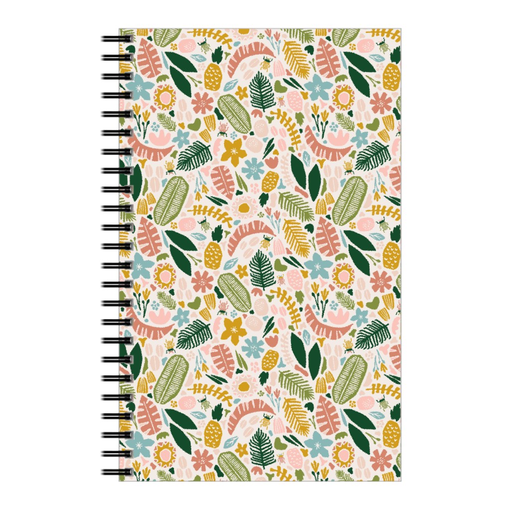 Tropical Adventure, Colorful Geometric Botanicals & Bugs Notebook, 5x8, Multicolor