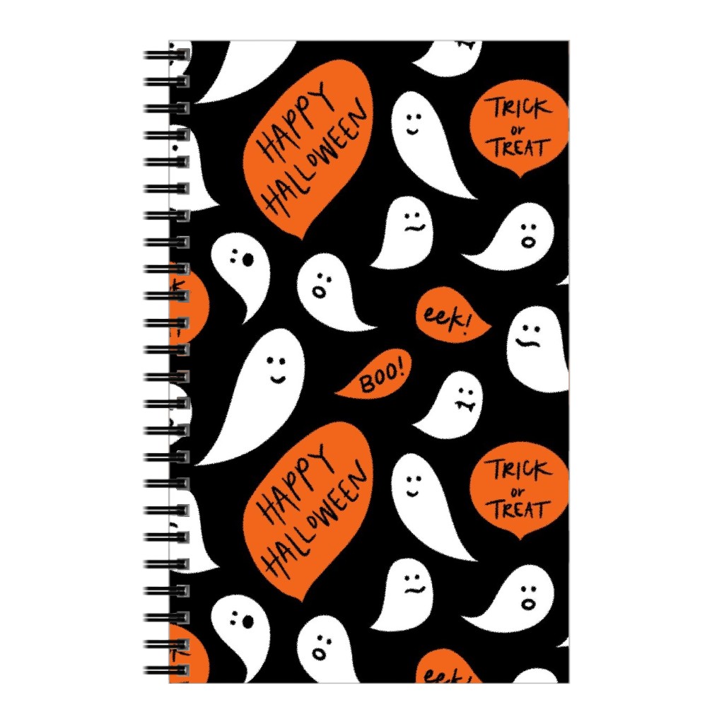 Halloween Ghosts Happy Halloween Notebook, 5x8, Black