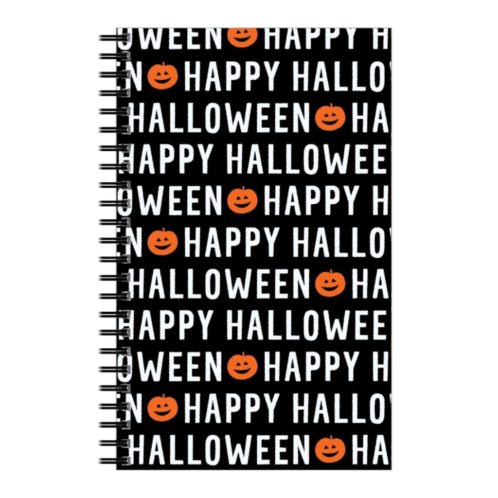 Happy Halloween Black Notebook, 5x8, Black, Black