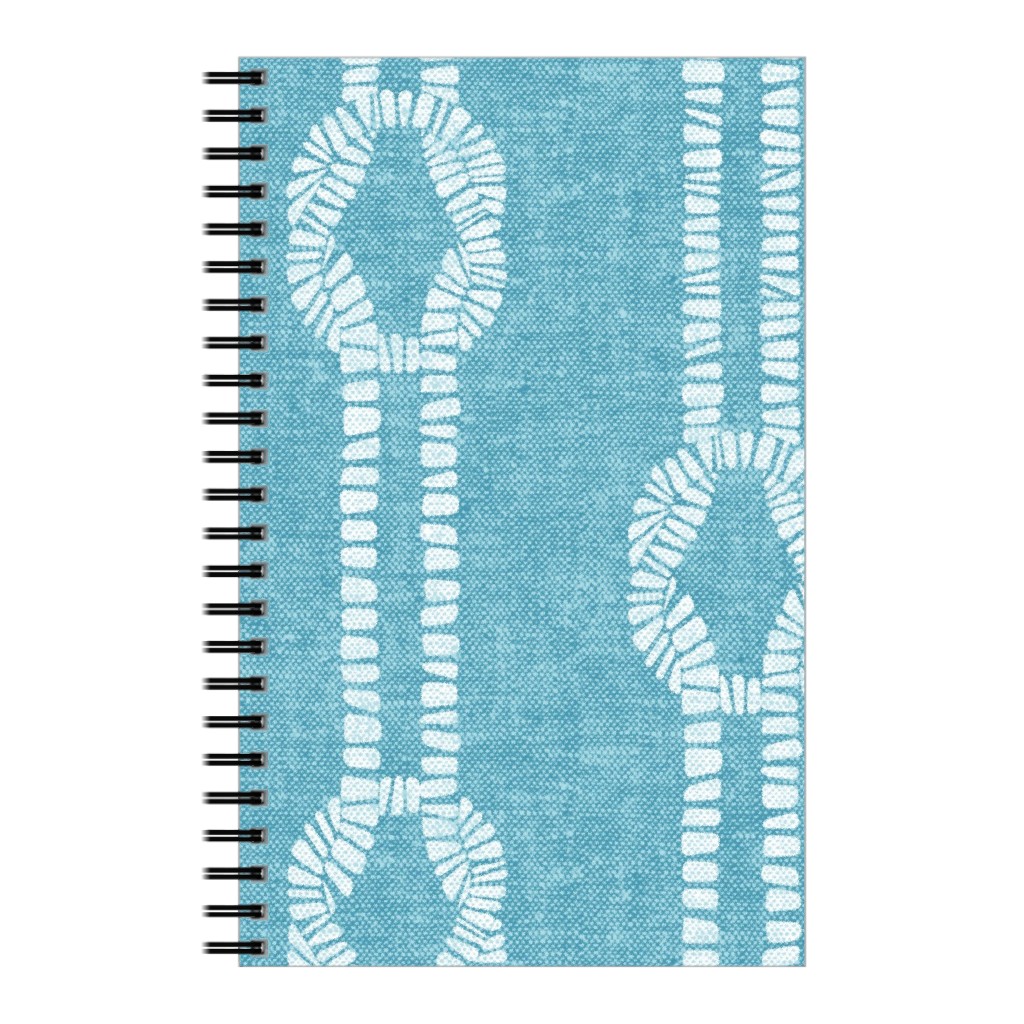 Nautical Coastal Square Rope Knots - Summer Blue Notebook, 5x8, Blue