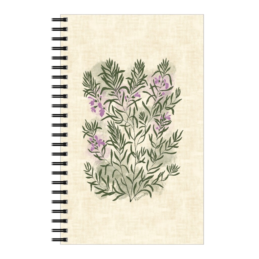 Rosemary - Botanical Illustration Notebook, 5x8, Beige, Pearl