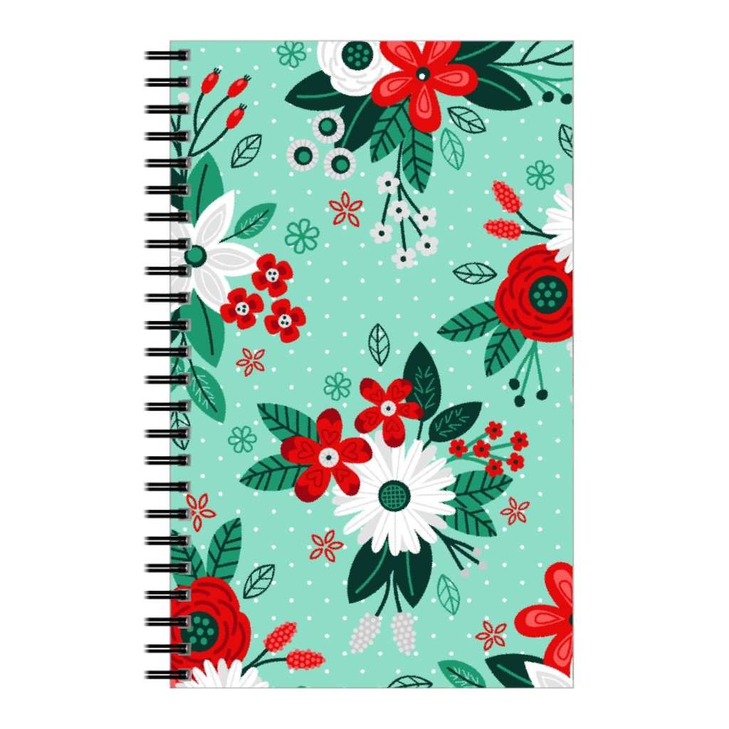 Holiday Floral Bouquet Notebook, 5x8, Green