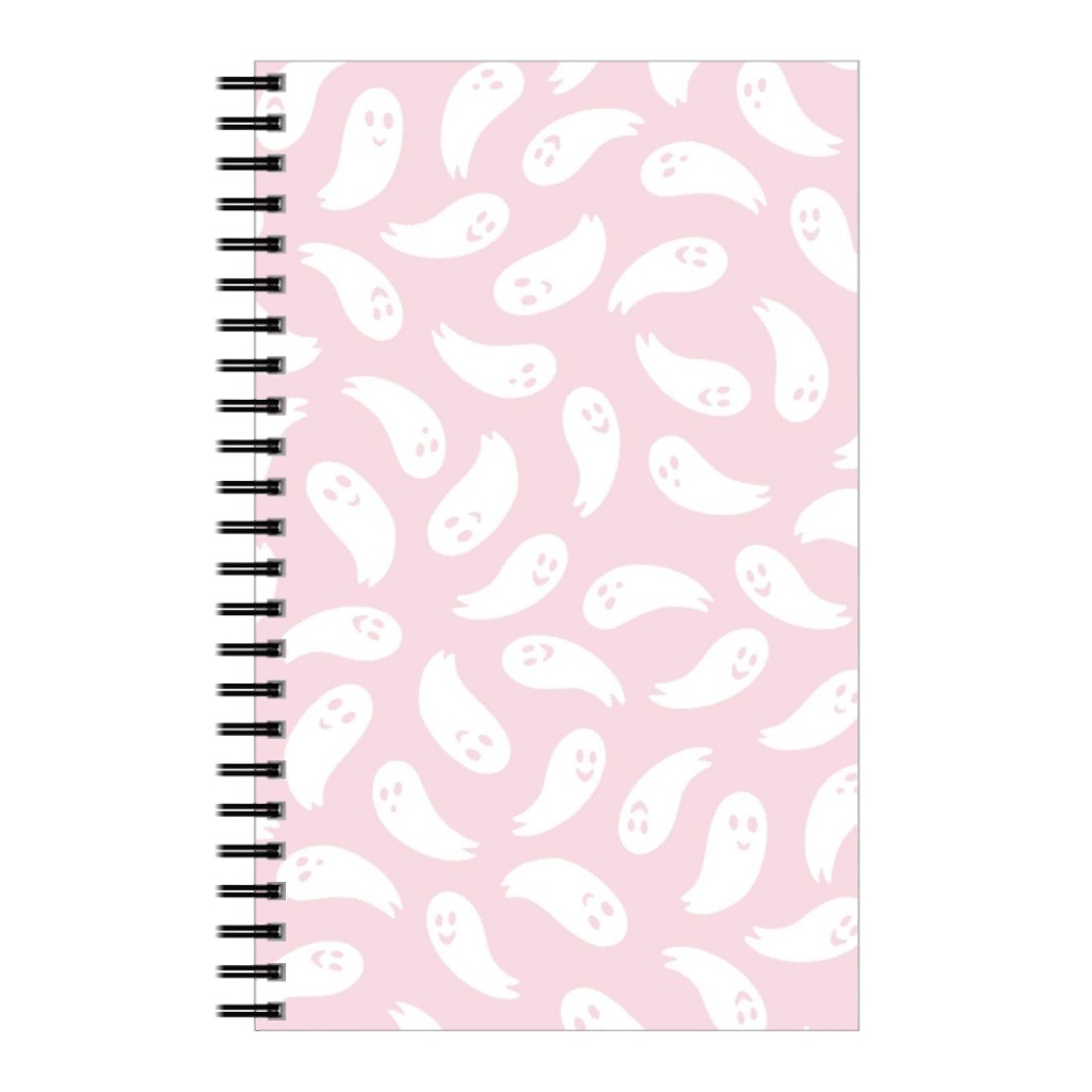 Happy Ghosts - Pink Notebook, 5x8, Pink, Bright Pink