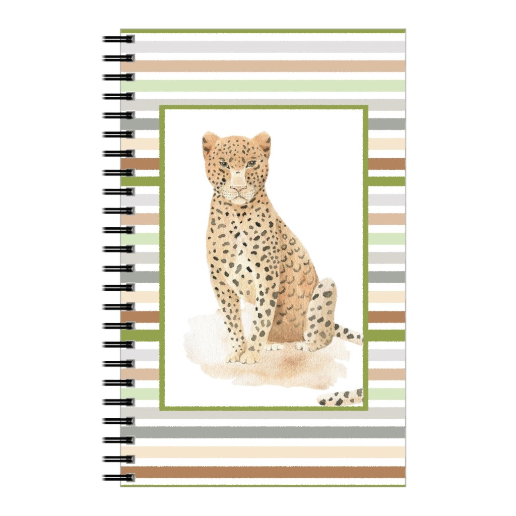 Jungle Safari Animals and Stripes - Leopard Notebook, 5x8, Multicolor