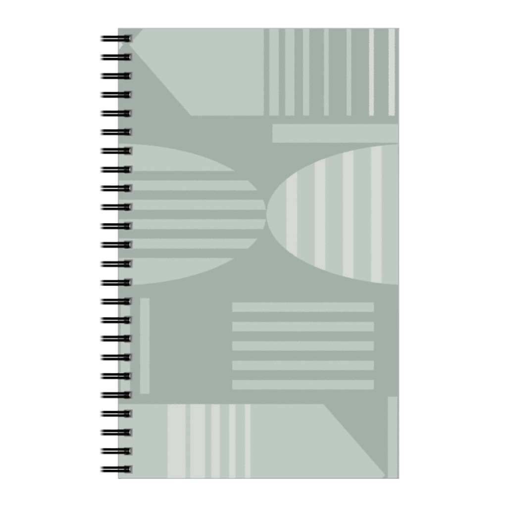 Ovals and Arrows - Neutral Sage Notebook, 5x8, Green