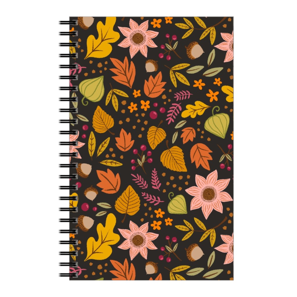 Autumn Floral - Dark Notebook, 5x8, Multicolor