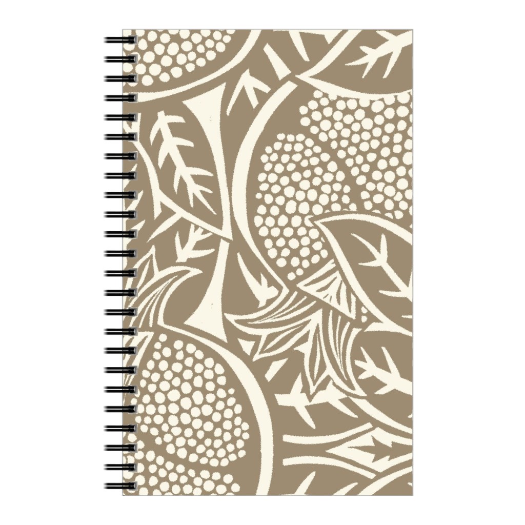 Pomegranate Block Print - Neutral Notebook, 5x8, Brown