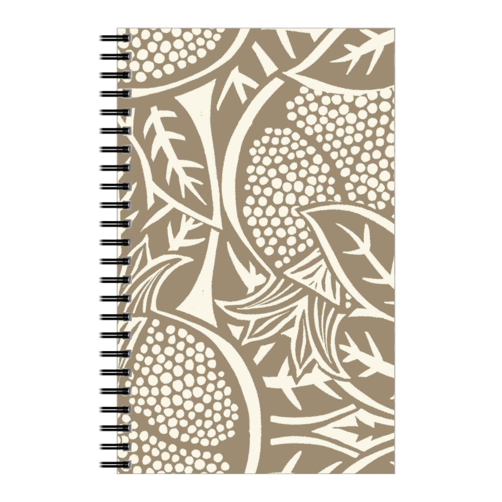Pomegranate Block Print - Neutral Notebook, 5x8, Brown, Brown