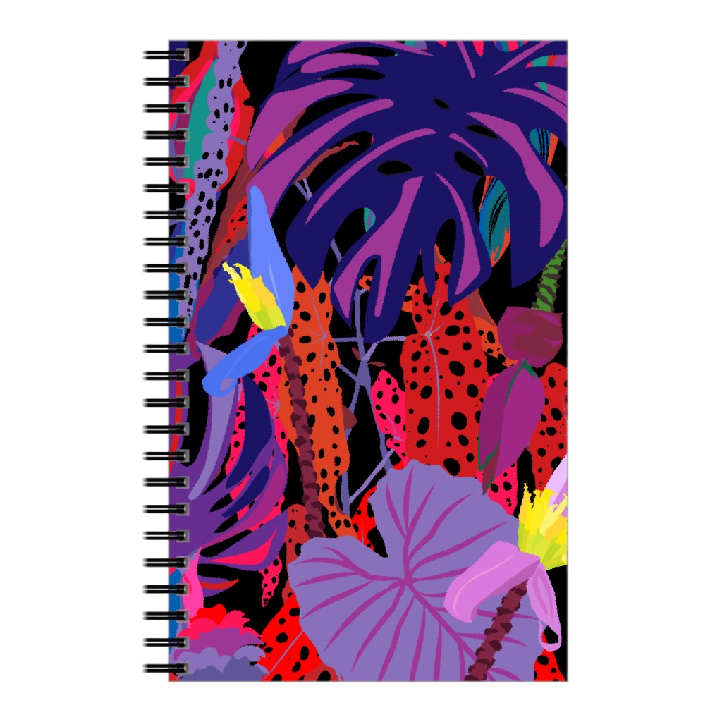 Neon Night Tropical Garden - Purple Notebook, 5x8, Purple, Purple
