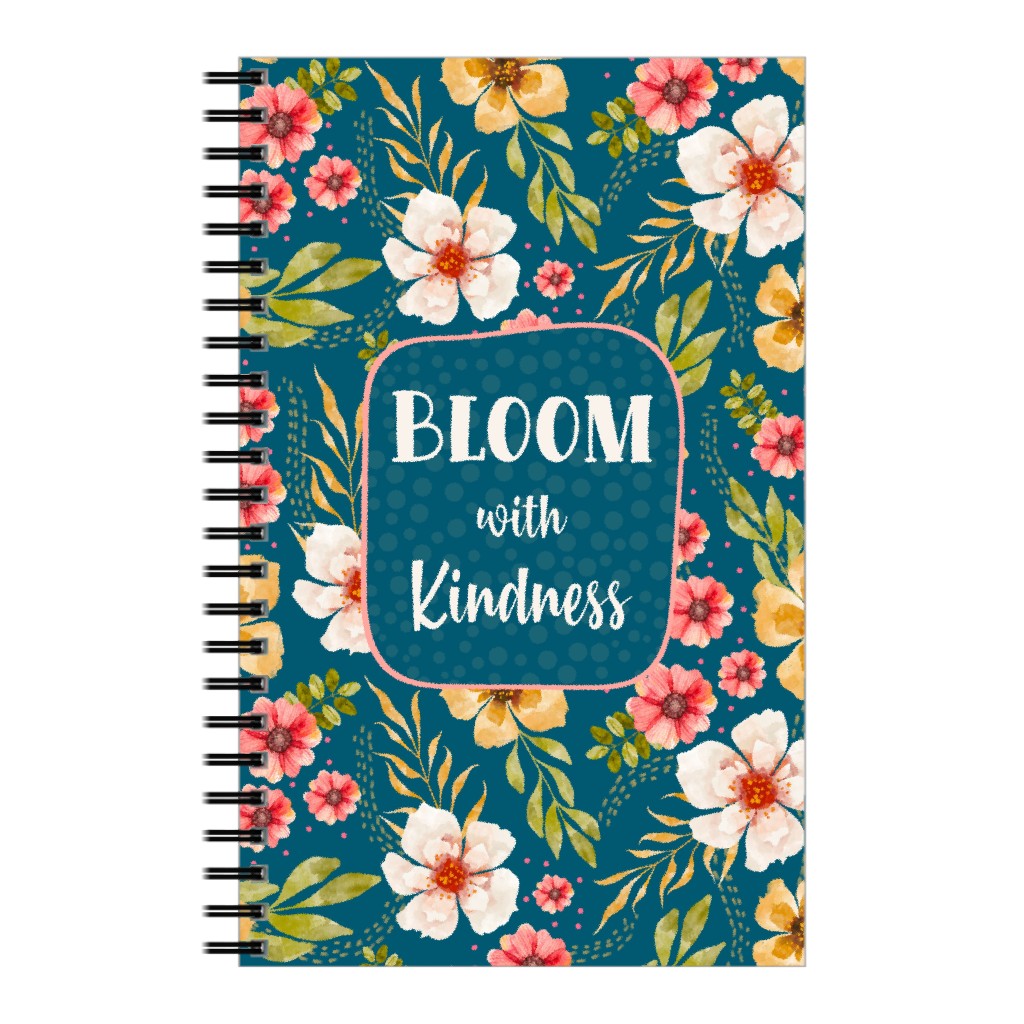 Bloom With Kindness - Multi on Green Notebook, 5x8, Multicolor