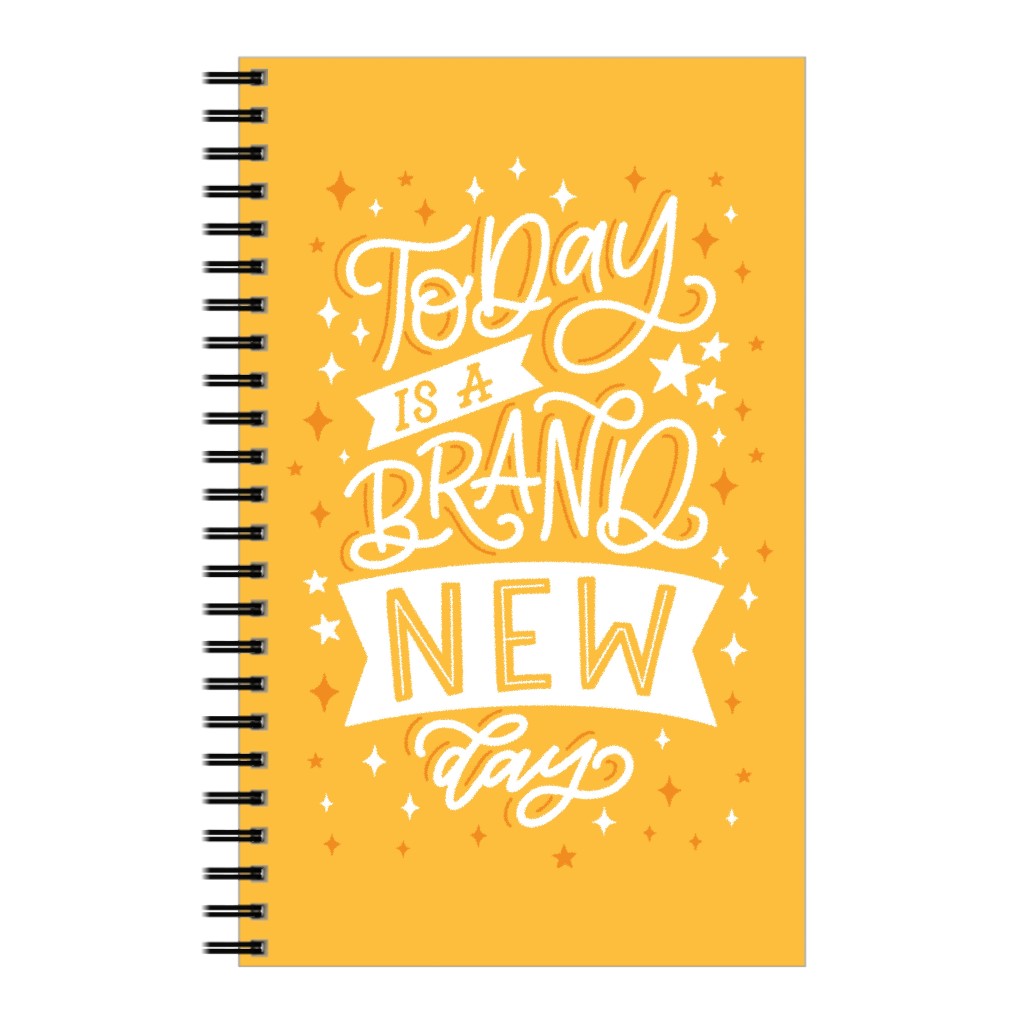 Brand New Day Motivational - Yellow Notebook, 5x8, Yellow