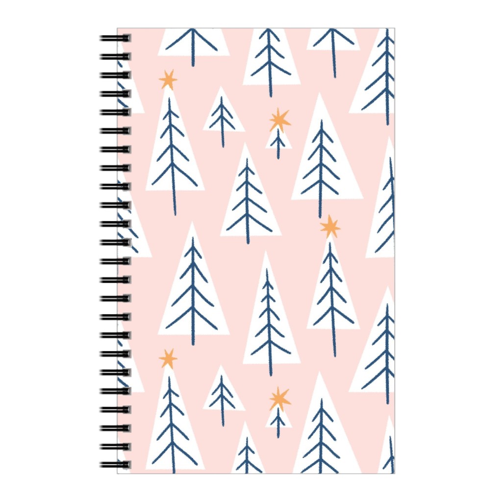 Christmas Forest on Pink Notebook, 5x8, Pink, Bright Pink