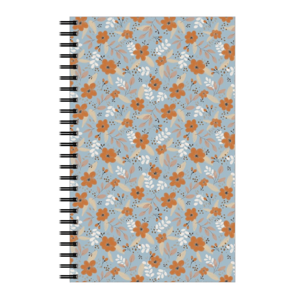 Fall Floral Notebook, 5x8, Blue