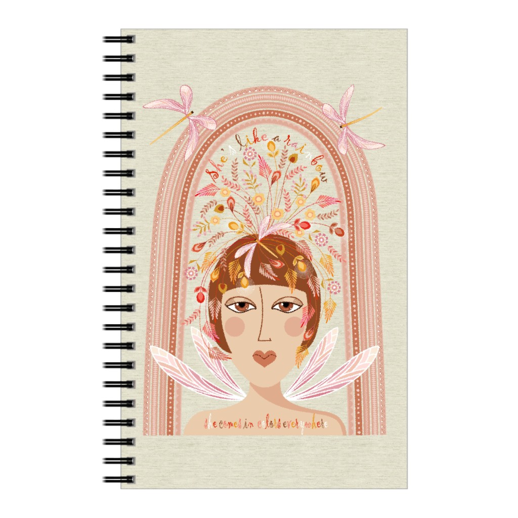 She's Like a Rainbow Notebook, 5x8, Pink, Bright Pink