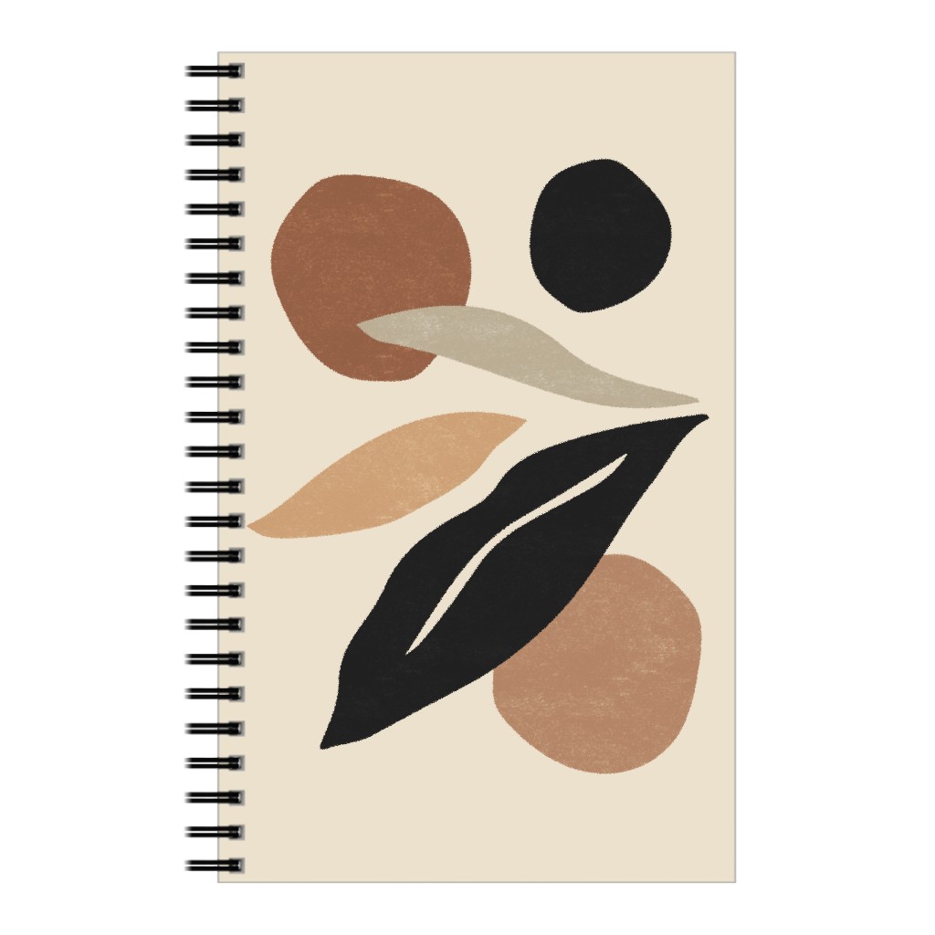 Abstract Shape and Leaf Collage - Neutral Notebook, 5x8, Beige