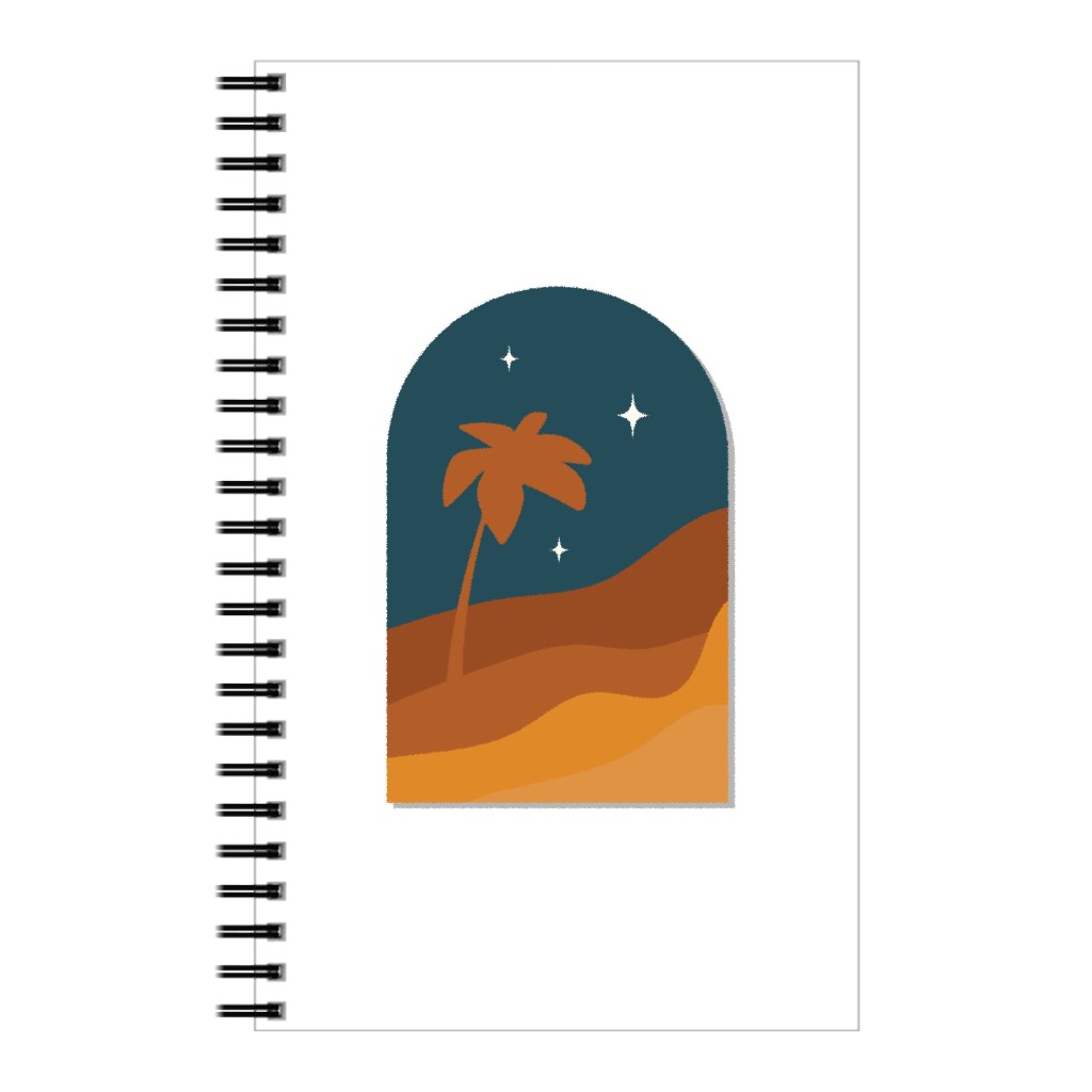 Abstract Landscape in Window With Tree Notebook, 5x8, Multicolor