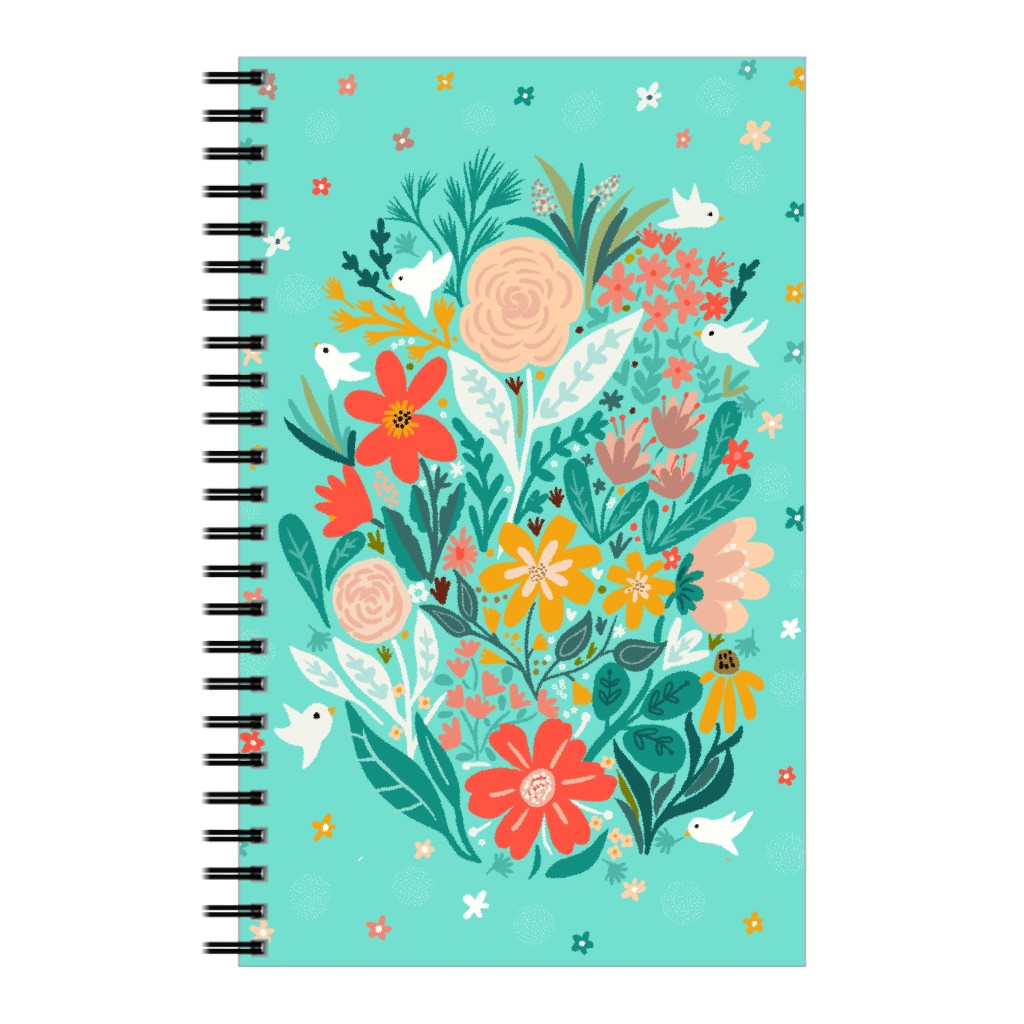 Floral Days - Multi on Blue Notebook, 5x8, Multicolor