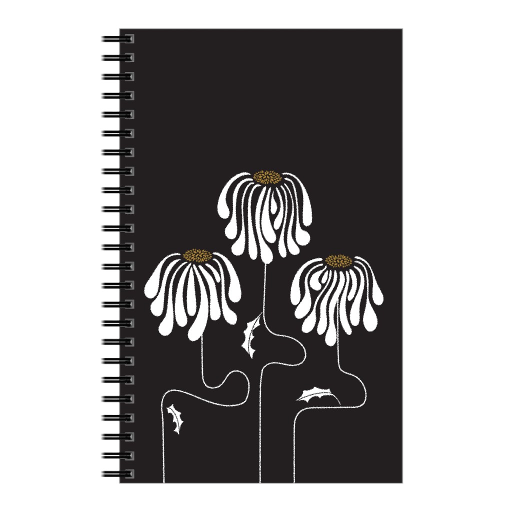 Mod Lazy Daisies Notebook, 5x8, Black, Charcoal