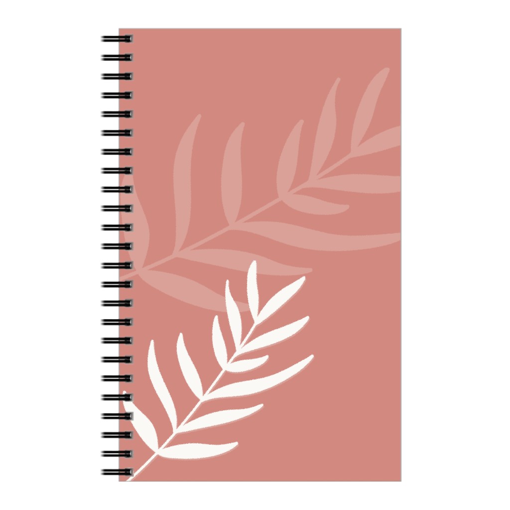 Fern Leaves in Neutral Earth Tones Notebook, 5x8, Pink, Faded Rose