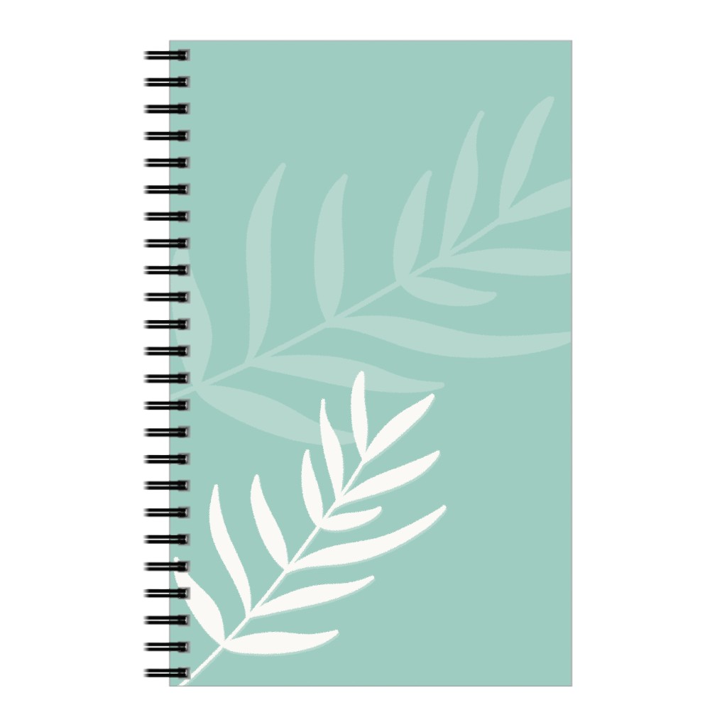 Fern Leaves in Neutral Earth Tones Notebook, 5x8, Green