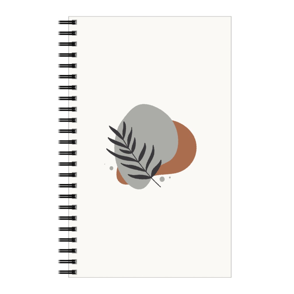 Shapes and Fern Leaf Vi Notebook, 5x8, Brown, Silver Lining