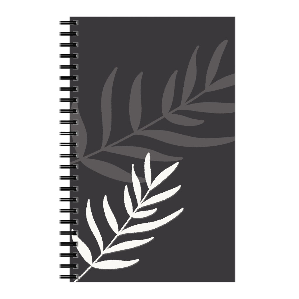 Fern Leaves in Neutral Earth Tones Notebook, 5x8, Black, Charcoal