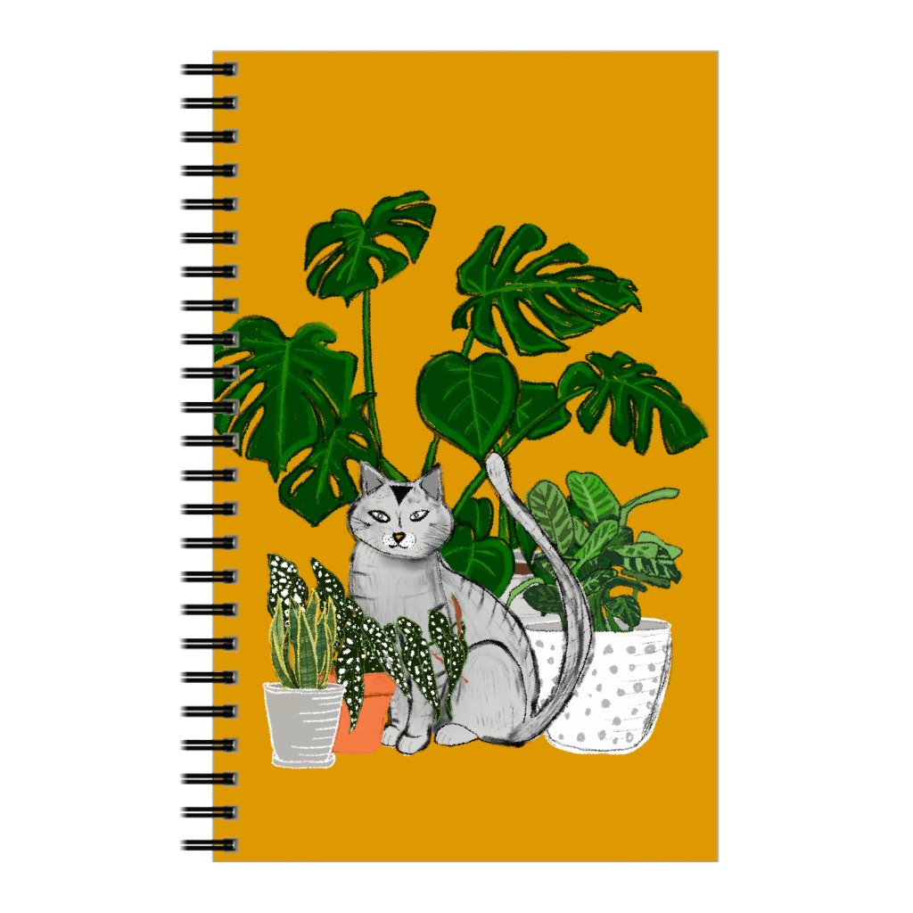 Indoor Garden Cat Notebook, 5x8, Orange