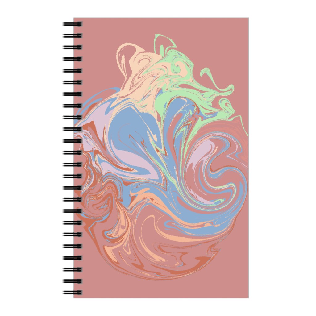Abstract Marble Smoke Swirl - Multi on Pink Notebook, 5x8, Multicolor