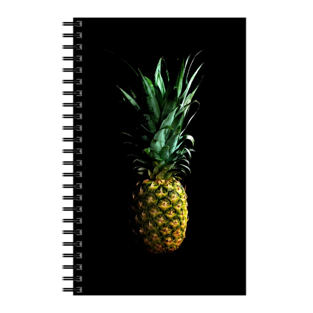 Pineapple - Yellow on Black Notebook, 5x8, Black