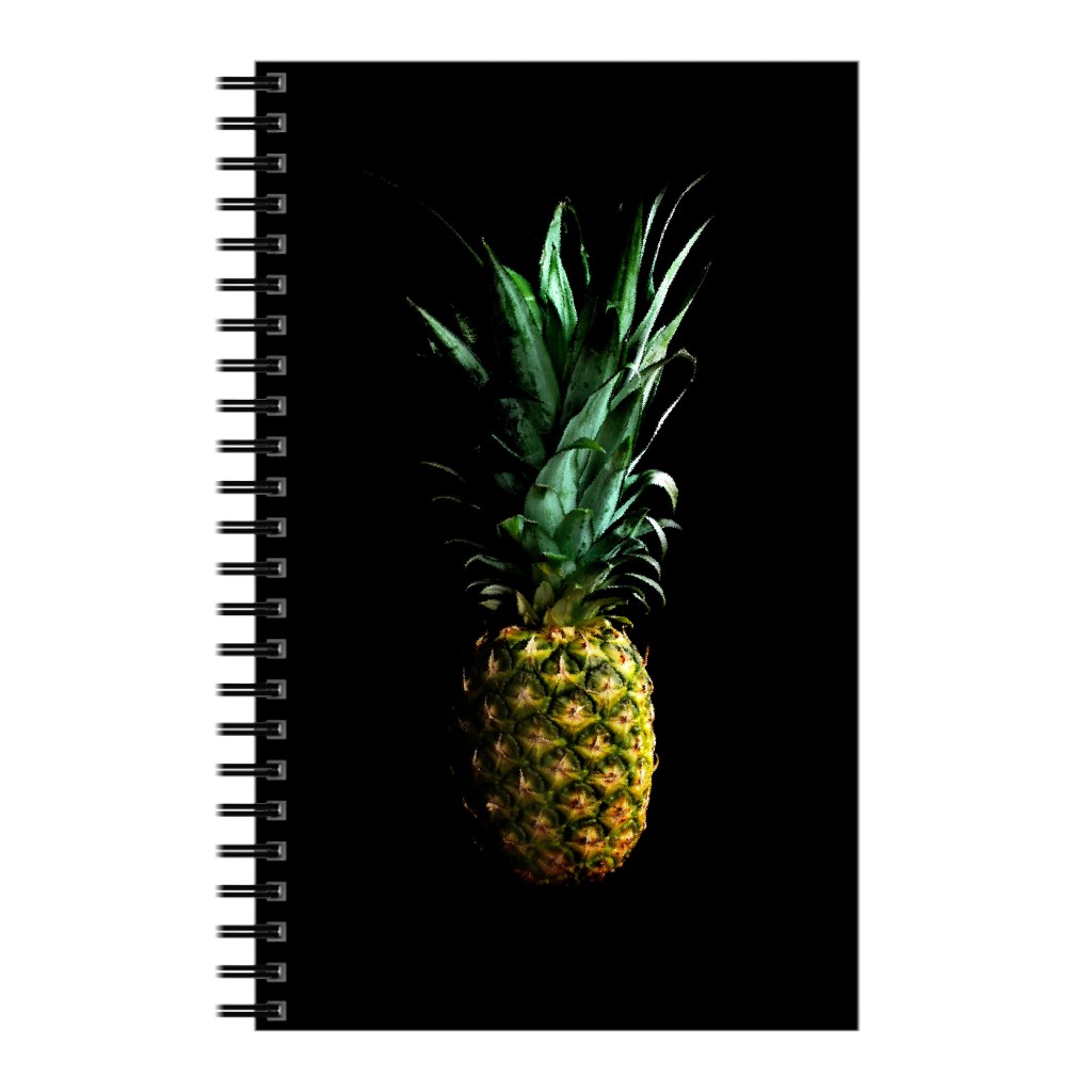 Pineapple - Yellow on Black Notebook, 5x8, Black, Black