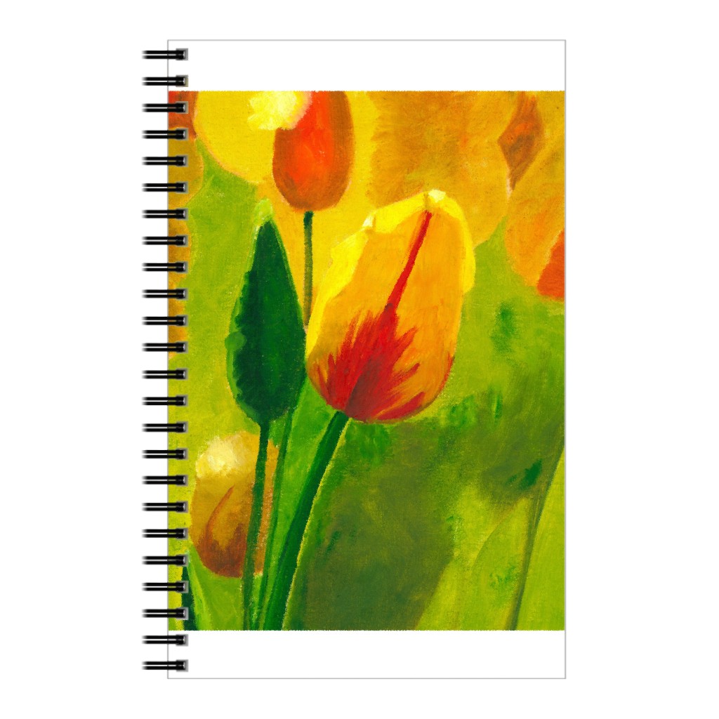 Tulip Hand Painted Oil - Orange and Green Notebook, 5x8, Orange