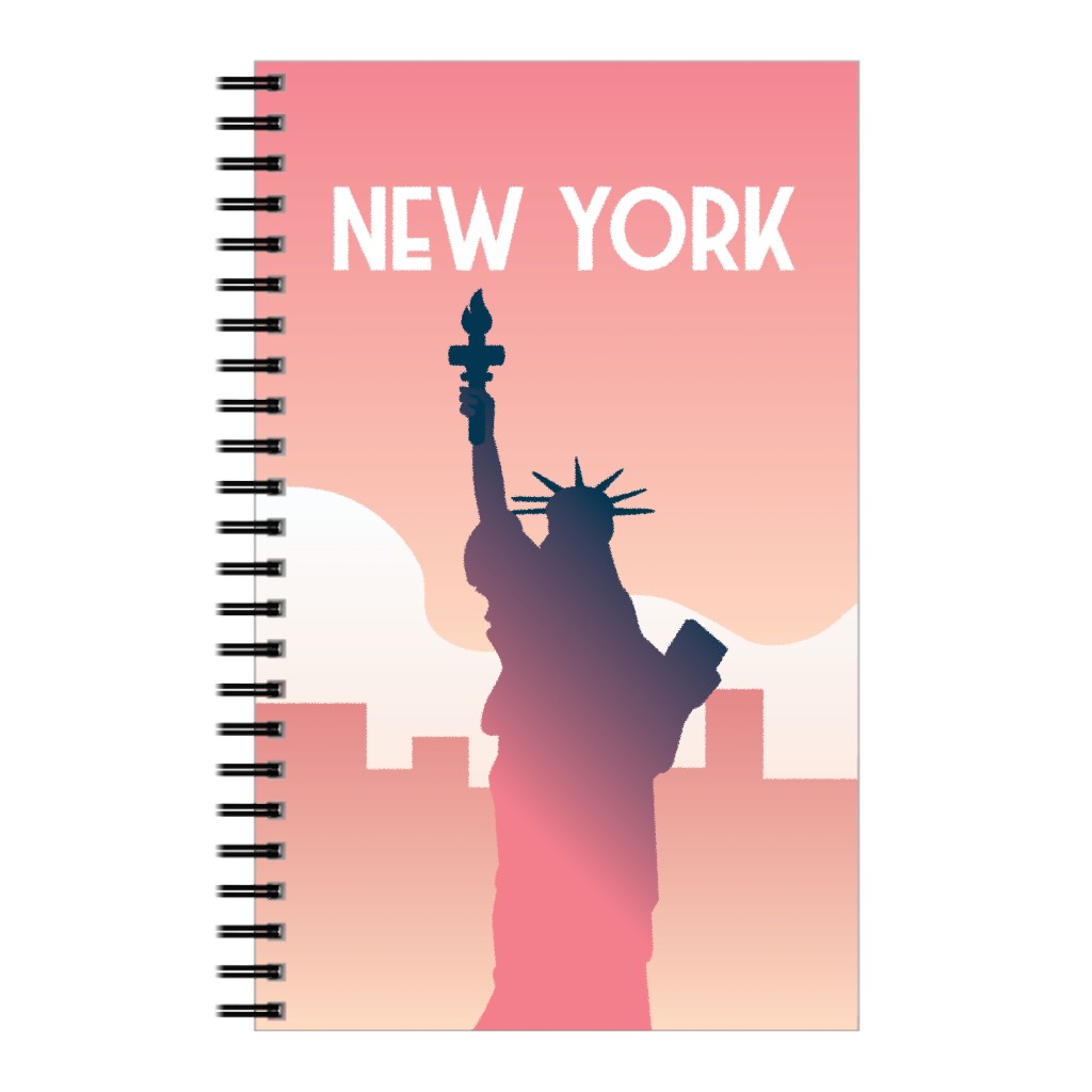 New York City Statue of Liberty Notebook, 5x8, Pink