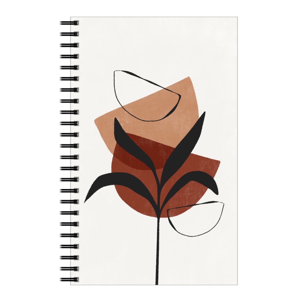 Abstract Leaf Silhouette - Terracotta and Ivory Notebook, 5x8, Brown