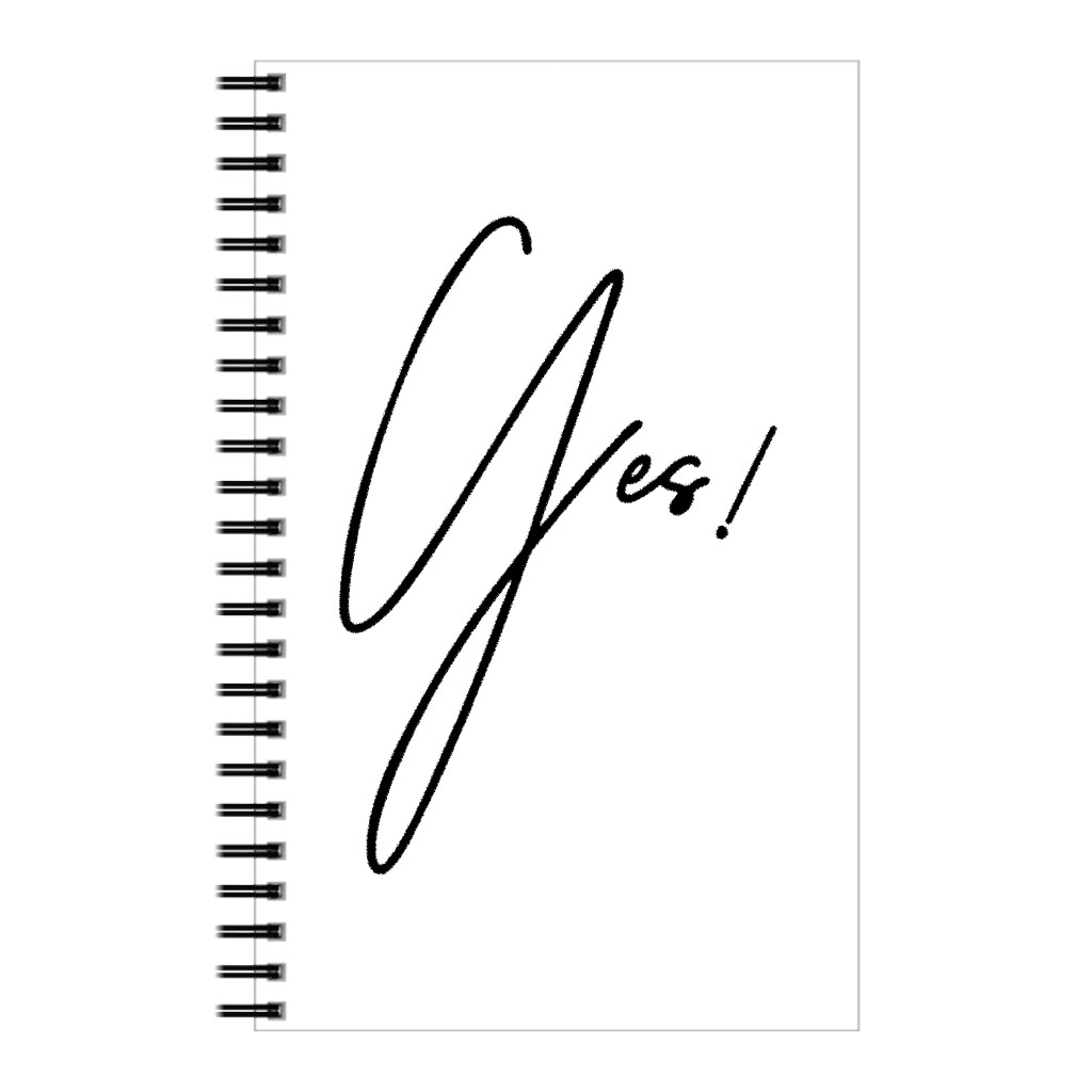 Yes! - Black and White Notebook, 5x8, White, White