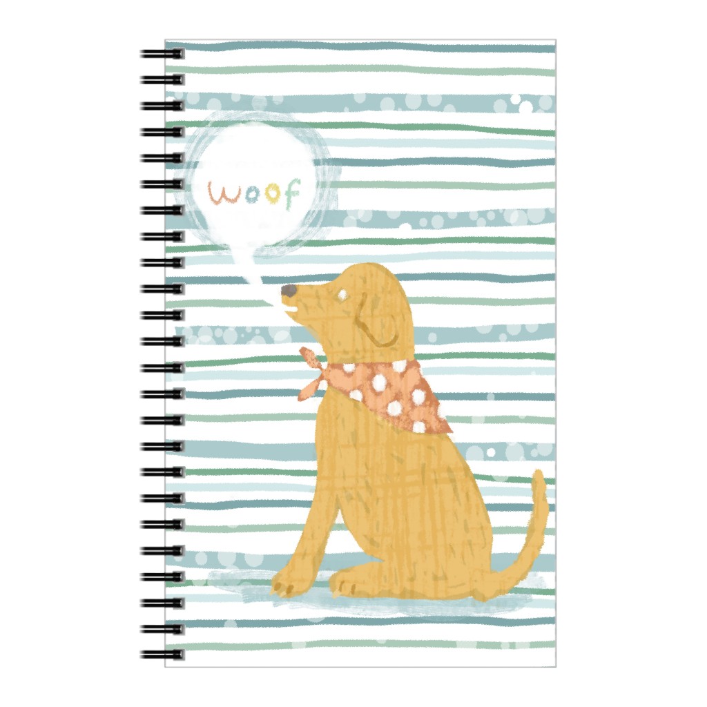 Woof, Dog - Yellow and Blue Notebook, 5x8, Blue