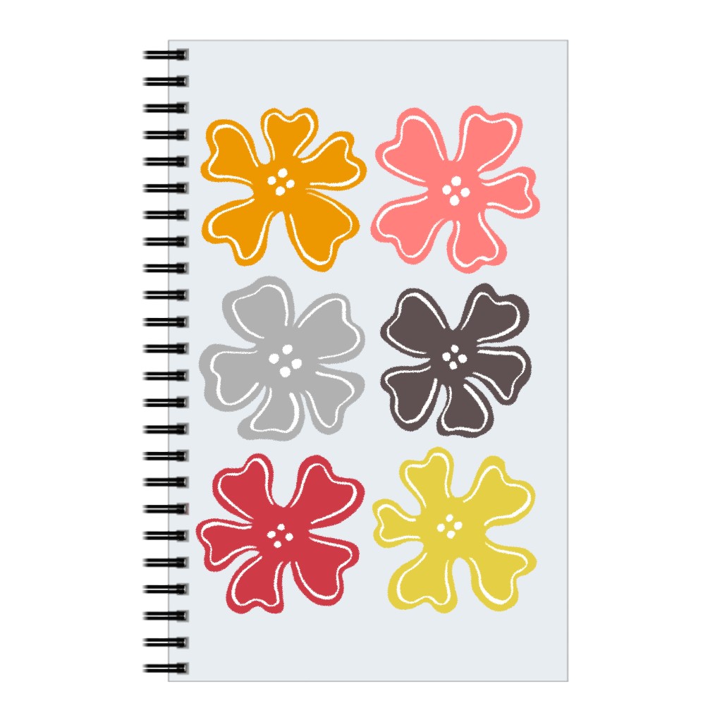 Button Flowers Notebook, 5x8, Multicolor, Silver Lining