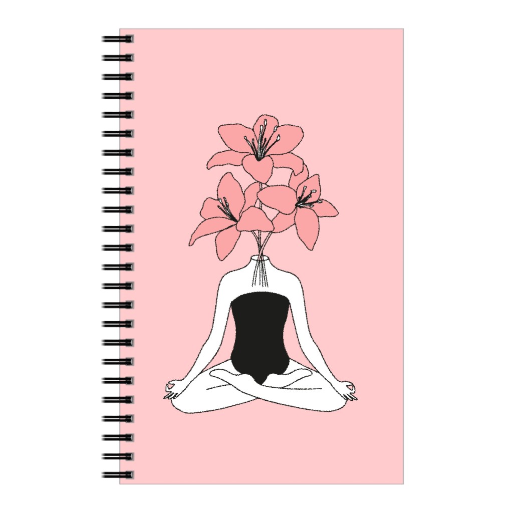Feminine Yoga - Pink Notebook, 5x8, Pink, Bright Pink