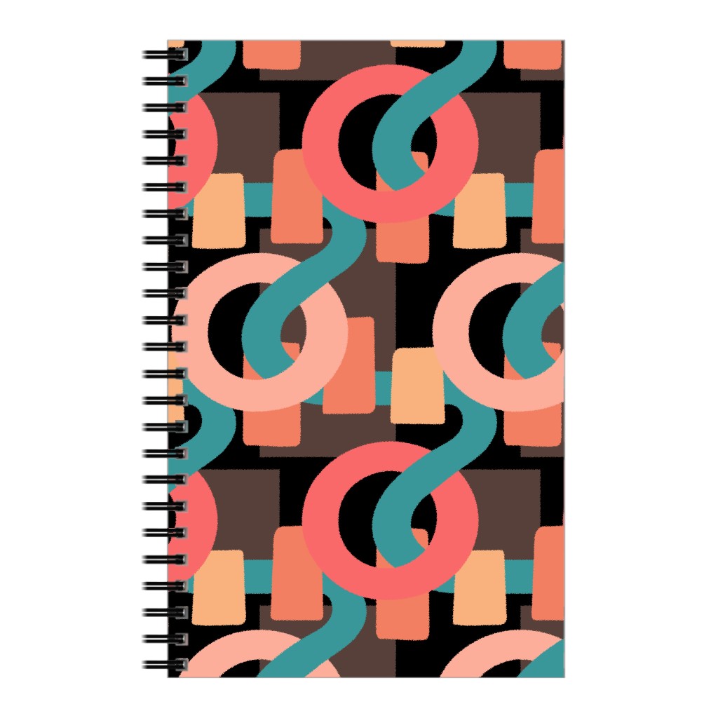 Ribbons and Rings Notebook, 5x8, Multicolor, Salmon