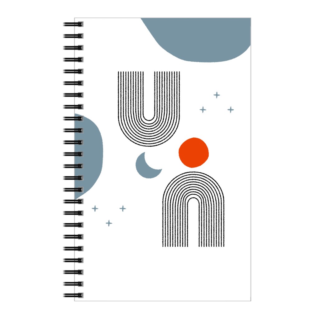Contemporary Minimal Sun and Moon - Multi Notebook, 5x8, White