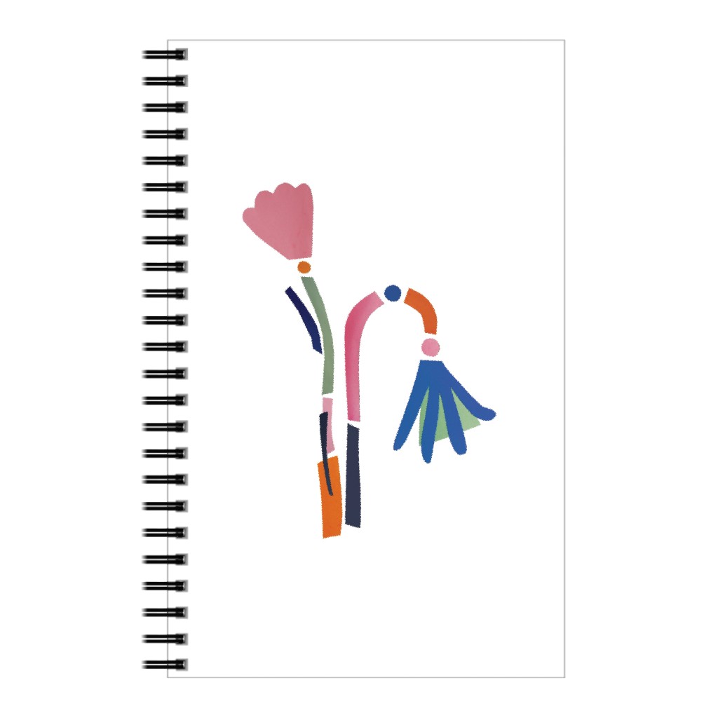 Flowerbed Bouquet - Multi on White Notebook, 5x8, Multicolor