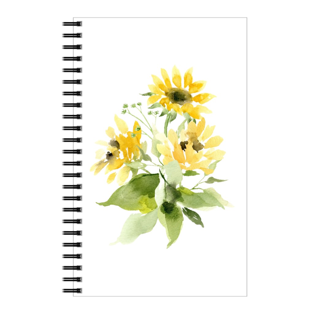 Bunch of Sunflowers Watercolor - Yellow Notebook, 5x8, Yellow
