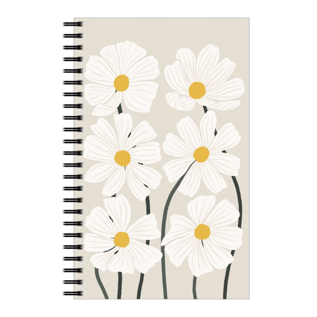 Botanical Cosmos Flowers Notebook, 5x8, Beige