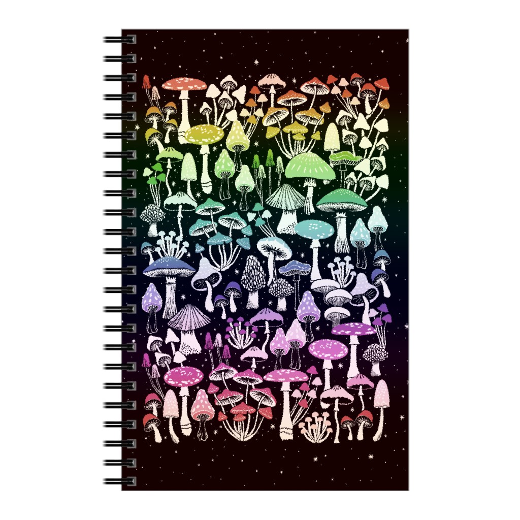 Mushrooms and Stars Notebook, 5x8, Multicolor, Tidal Wave