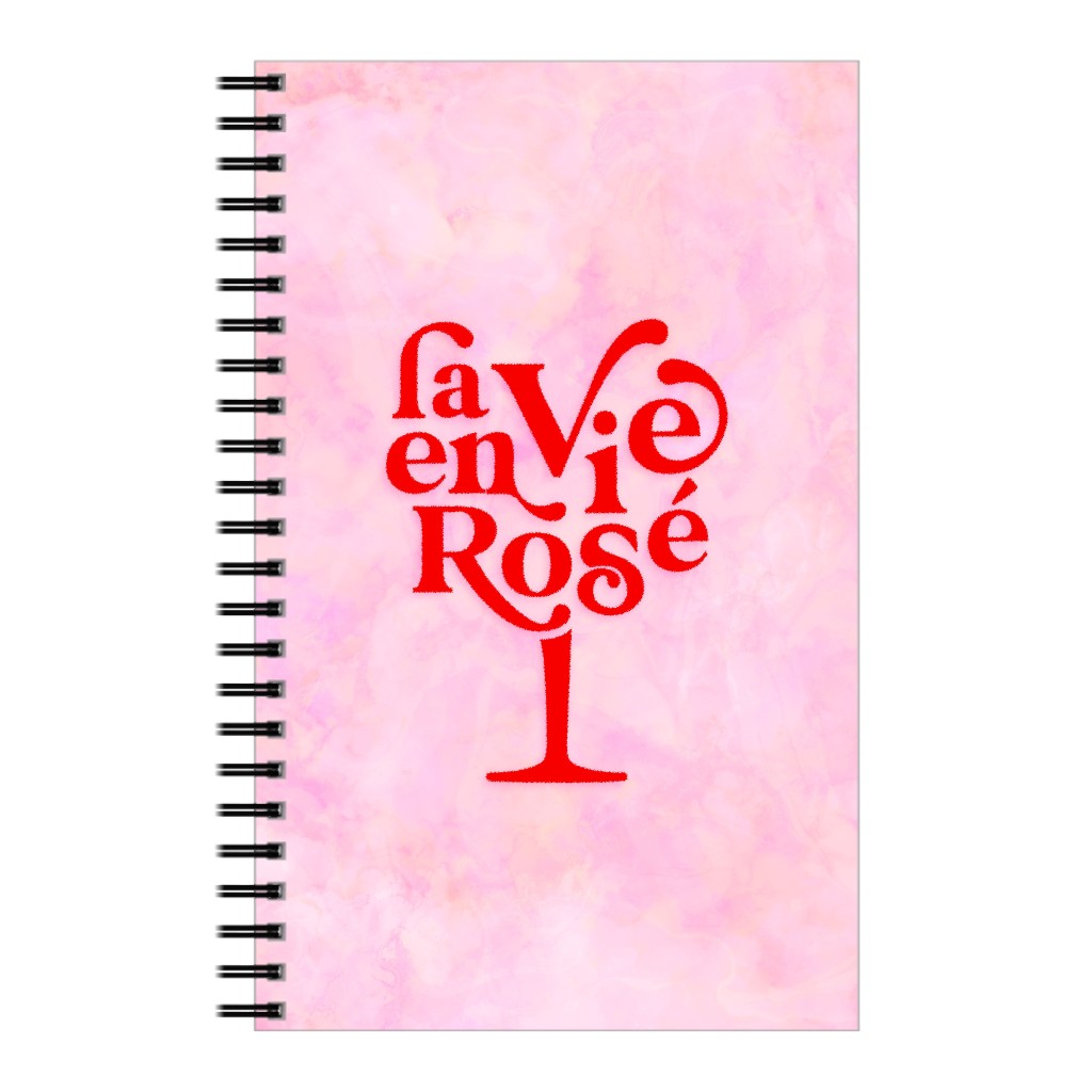 La Vie En Rose - Red and Pink Notebook, 5x8, Pink, Bright Pink
